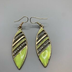 Elegant Gold and Lime Leaf Earrings